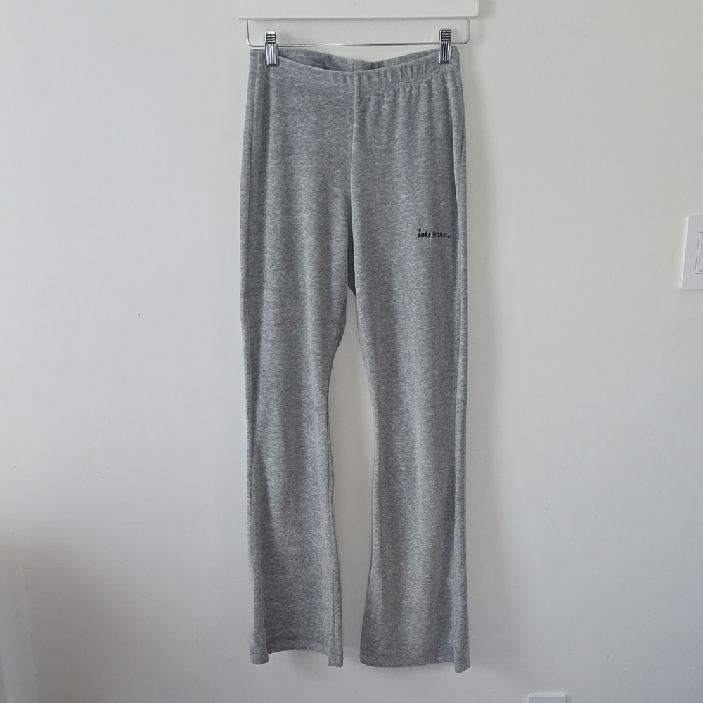 Iets Frans Gray Velour Flare Bottoms Medium